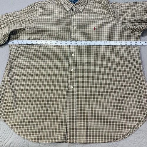 Camisa Ralph Lauren Botones Hombres X Grande Marrón Cuadros Calce Clásico 17 1/2 Manga Larga - Imagen 8 de 9