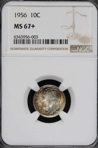 1956 Roosevelt Dime NGC MS67+ Plus Toned *DoubleJCoins* 9104-64