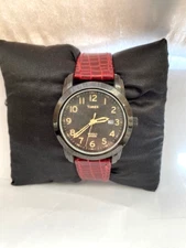 Timex Mens Indiglo Arabic Dial 50 MT WR Calendar Leather Strap Watch 43