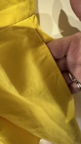 Cue Australia Yellow Linen & Cotton fit & flare dress With Pockets Size 10 - Picture 4 of 14