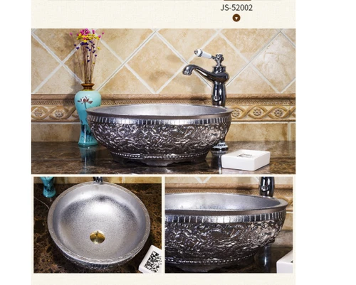 NewEuropeanfashiongold/silverceramicbathroombasinsinkwithwaterfallfaucetspout - Picture 20 of 46