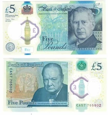 2024 Great Britain P398 Polymer 5 pound Banknote King Charles UNC