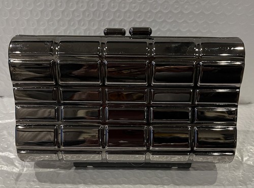 Pewter Color Metal Clutch / Cross Body Evening Bag 6.5x 3.75x 1.25” -22” Drop - Picture 3 of 11