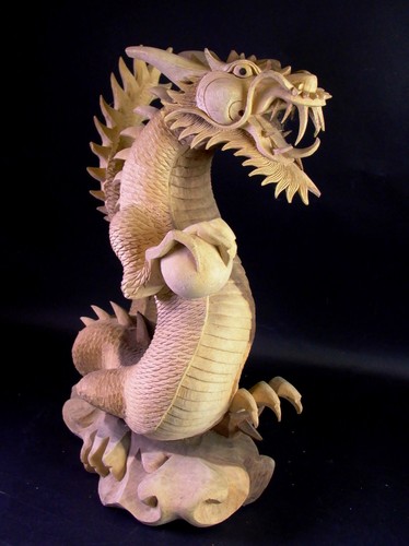 grosser chinesischer DRACHE 50cm - Kugel rechts - Holz geschnitzt - DRAGON CHINA - 第 3/9 張圖片