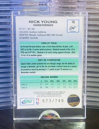 Nick Young 2007 eTopps Basketball Rookie RC Card /749 Washington Wizards - Picture 2 of 2