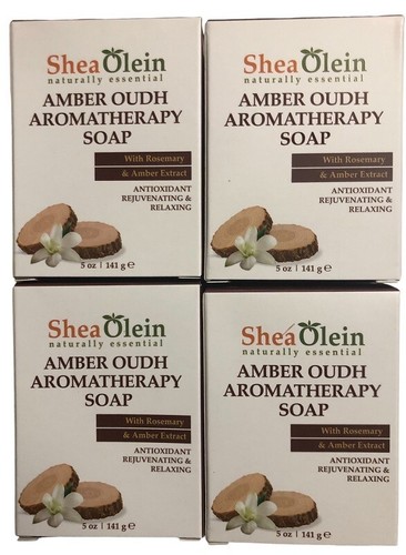 4 Pack - Shea Olein Amber Oudh Aromatherapy Soap - 5oz - Picture 2 of 4