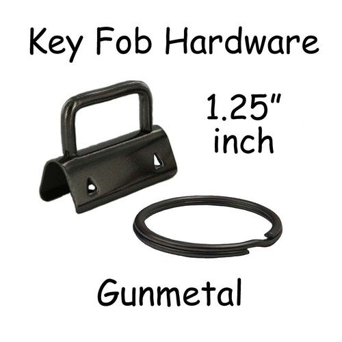 10 Key Fob Hardware w/ Key Rings Sets - 1.25 Inch (32mm) - Pick From 5 Finishes - Picture 6 of 7