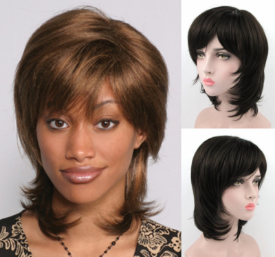 70S WOMENS STRAIGHT HAIR MID-LENGTH FACE-FRAMING LAYERED SHAG BOB WIG THORA