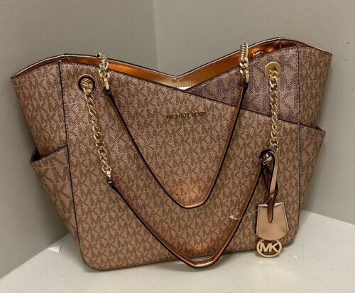 Michael Kors Jet Set Travel Large Chain Shoulder Tote Leather Handbag MK Purse - Picture 101 of 112