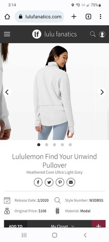 Lululemon Find Your Unwind Pullover - NWT-Sz 8-Heathered Core Ultra Light Grey - Picture 2 of 9
