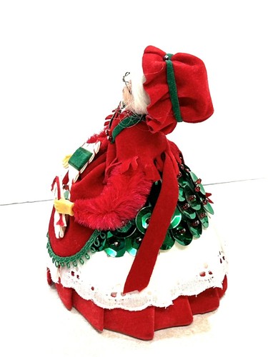 MUÑECA DE NAVIDAD VINTAGE WALCO LIL MISSY MRS CLAUS LENTEJUELAS CON CUENTAS 4 PULGADAS - Imagen 2 de 5