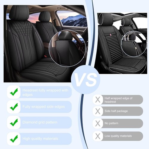 Juego completo de fundas de asiento de coche de 5 asientos para Buick LaCrosse 2008-2019 imitación cuero (negro) - Imagen 6 de 7