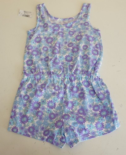 THE CHILDREN'S PLACE GIRLS SLEEVELESS FLORAL ROMPER 2 PACK SMALL IRIS POP NWT!! - Picture 3 of 5