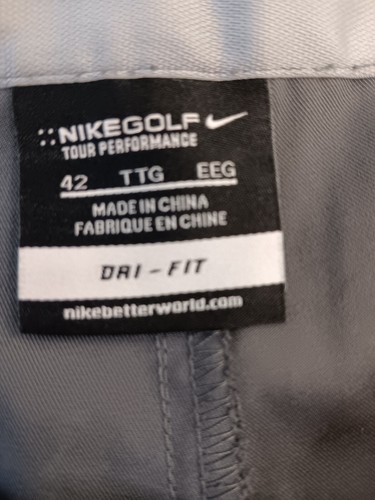 NIKE Golf -Tour Performane Shorts Sz 42 Dri-Fit Gray Pleated Front Poly &Spandex - Picture 5 of 10
