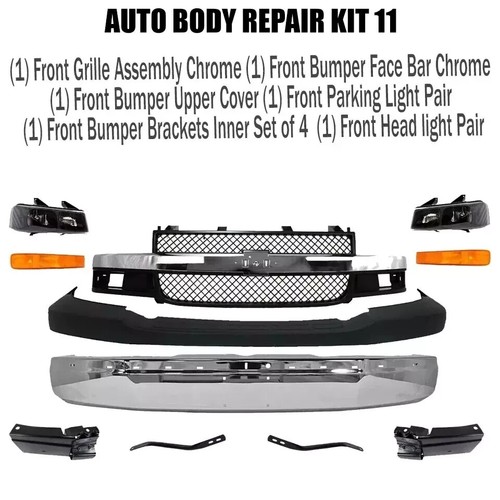 Front Bumper Chrome & Headlight Kit For 2003-2023 Chevy Express 2500 3500 4500 - Picture 2 of 11