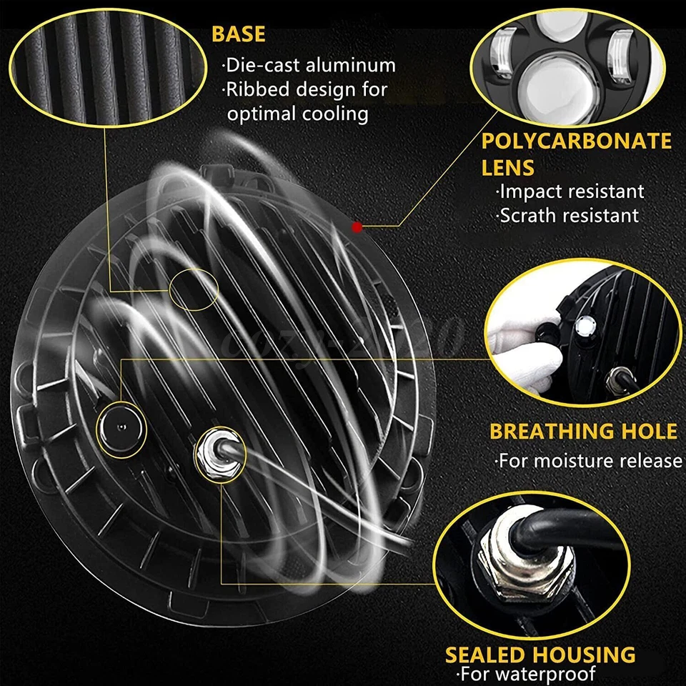 7" inch LED Headlights For 2002 2003 2004 2005 2006 Mercedes Benz G500 G55 AMG - Imagem 4 de 4