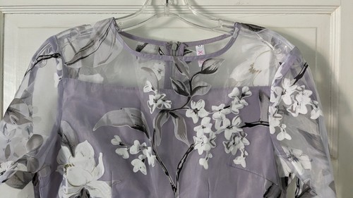 Sheer Floral Size MEDIUM Dress Gray Lining Long Sleeves Party dress