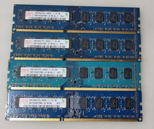 Hynix 8G Lot of 4X2GB 2RX8 PC3-8500U-7-10-BO HMT125U6TFR8C-G7 DDR3 Desktop RAM - Picture 1 of 2