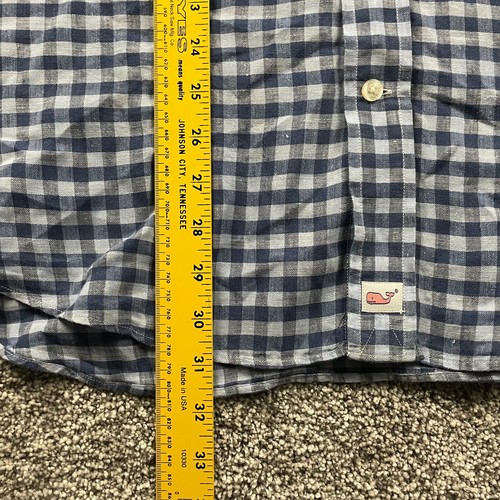 Vineyard Vines Shirt Men XL Blue Gingham Button Down Linen Classic Fit Murray - Picture 8 of 12