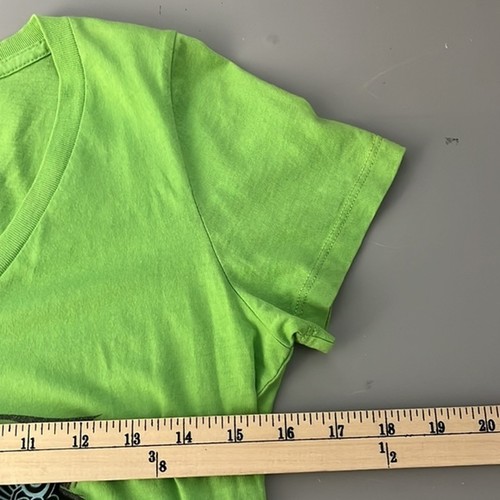 Motorcycle Rally USA Green V-Neck Graphic Women's T-shirt Size M - Picture 4 of 6