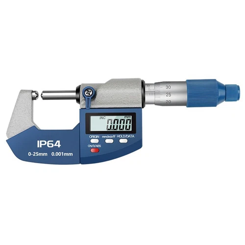 Digital Micrometer, 0-1"/0-25mm Range 0.00005"/0.001mm Resolution Inch/Metric
