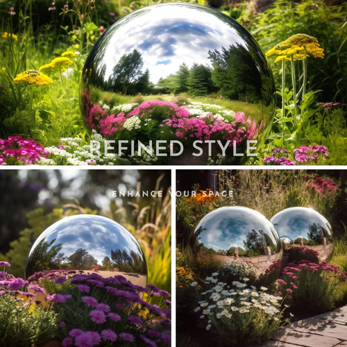 12 Inch Stainless Steel Gazing Globe, Hollow Ball Mirrored Surface Polished Shin - Picture 3 of 12