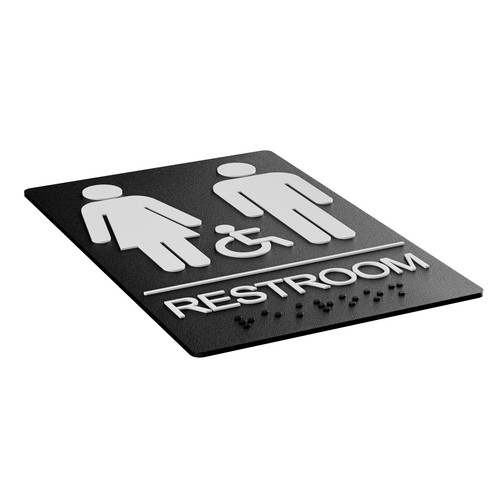 Restroom Signs, Bathroom Sign For Business - For Unisex Men and Women - 9" by... - Picture 3 of 8