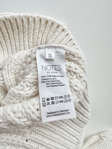 Suéter cárdigan tejido con cable mezcla de algodón marfil Phillipa NOTES DU NORD, talla S - Imagen 10 de 10