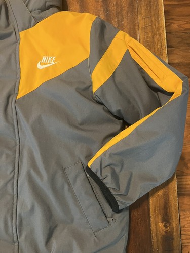 Nike Sportswear Jacket Youth Medium 10-12 Reversible Hooded Coat Gray Yellow - Picture 4 of 14
