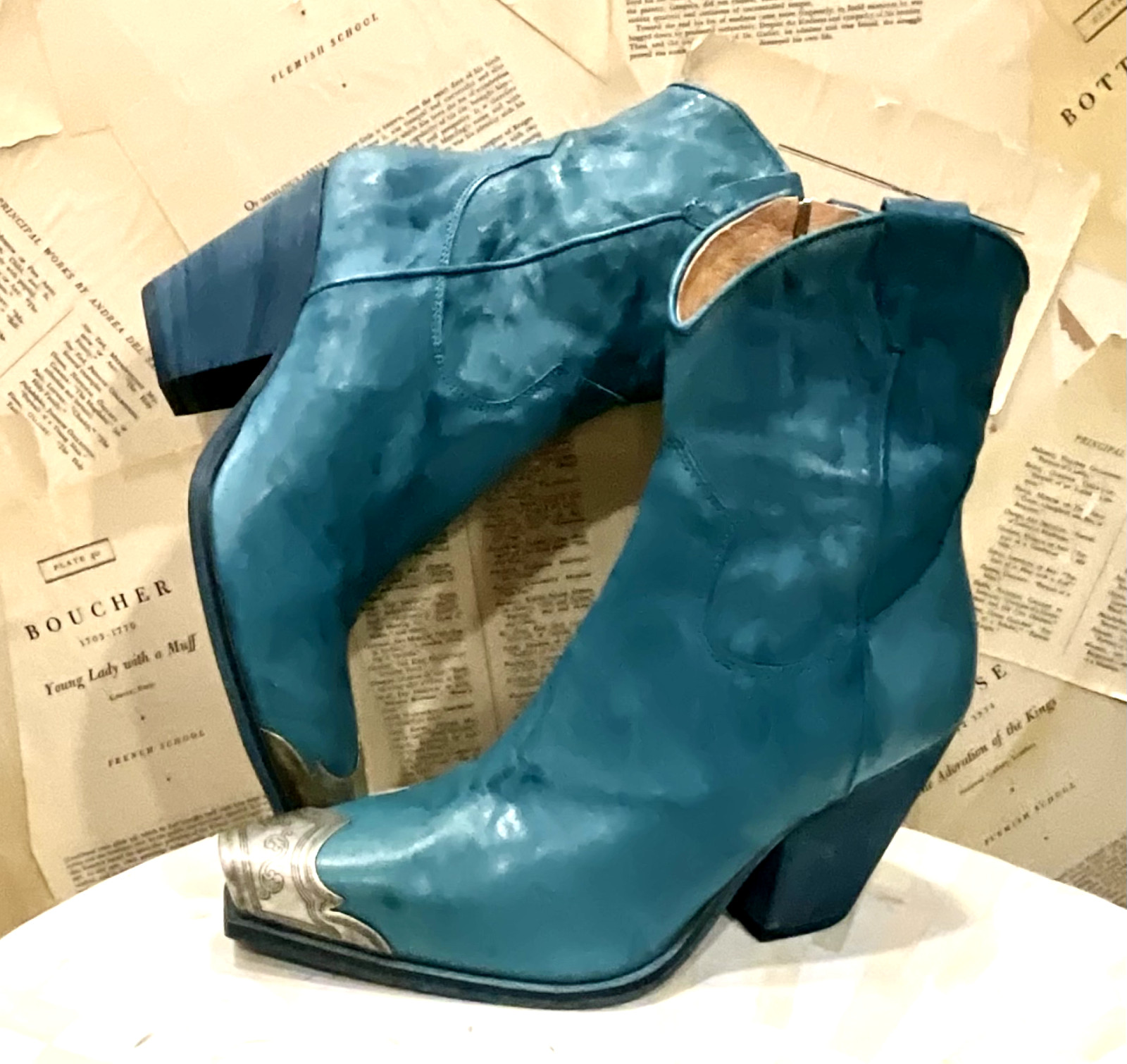 Ботинок Free People Brayden Western с кожаным оловянным наконечником бензиново-синего цвета 40/10 НОВЫЙ