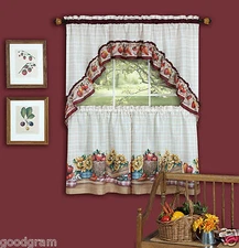 Country Market Complete Kitchen Curtain Tier & Swag Set - Assorted Sizes