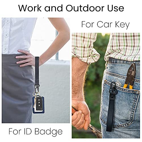 Wristlet Strap for Keys, Hand Wristlet Lanyard Durable Key Chain 1 Piece Black - Picture 5 of 6