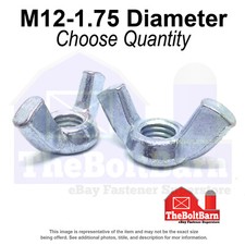M12-1.75 Class 6 Steel Wing Nuts Zinc Clear Coarse Thread (Pick Quantity)