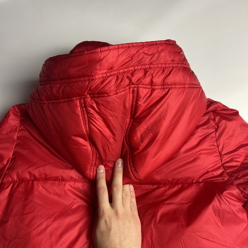 Abercrombie & Fitch Puffer Jacket Women's Medium Red Hooded Full Zip Water res. - Picture 16 of 17