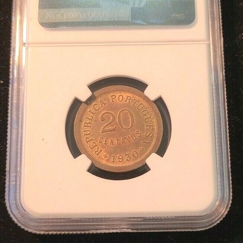 1930 CAPE VERDE 20 CENTAVOS LIBERTY HEAD NGC MS 63 RB BEAUTIFUL HIGH GRADE COIN - Picture 5 of 6
