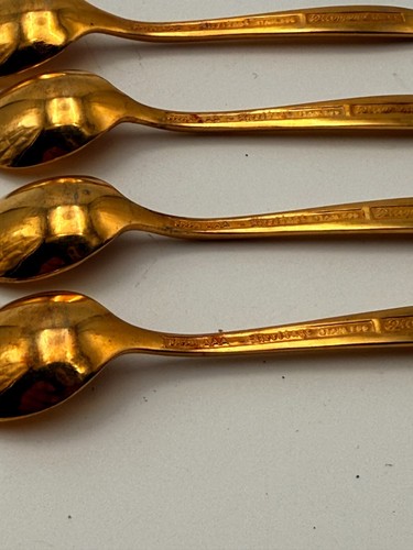Heritage Diamond Head Gold Electroplate Demitasse Spoons Set of 4 Japan AAA - Picture 3 of 8