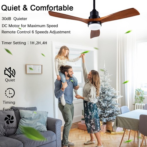 48" Wooden Ceiling Fans with Lighted Remote Control Indoor Outdoor Wooden Cei... - Picture 3 of 7