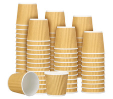 200 Pcs 4 oz Disposable Espresso Coffee Cups Ripple Corrugated Paper Insulated H