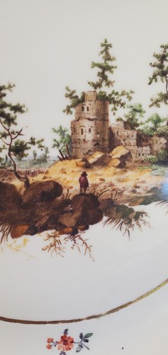 Furstenberg Porcelain Scenic Plate 18th Century Hand Painted Old Ruins Scene - Picture 4 of 17