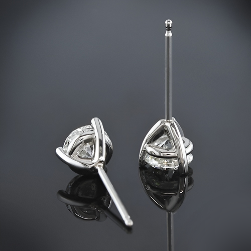 Round Diamond Earrings Stud Lab Created 3 Carat Cut 14k White Gold Womens - Bild 4 von 9