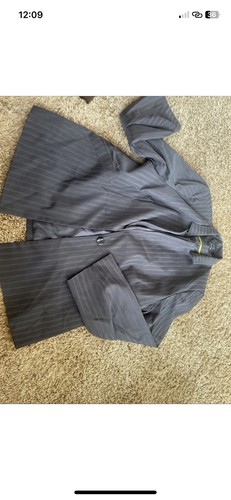 Grey Suit Jacket Striped Detail Lined Size 22 - Picture 2 of 9