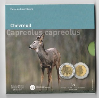 5 euros LUXEMBOURG BE 2025 .OR NORDIQUE ET ARGENT .2000 EX .CHEVREUIL.