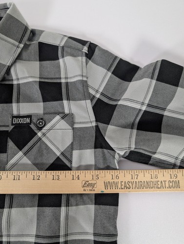 Dixxon Flannel Shirt Youth Medium Gray Black Plaid Long Sleeve Snap Button New - Picture 9 of 12