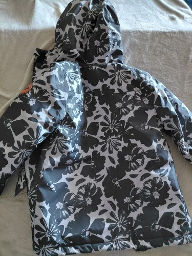 Roxy Girl Gray Floral Coat Pink Lining XS(5/6) Hooded - Picture 10 of 10