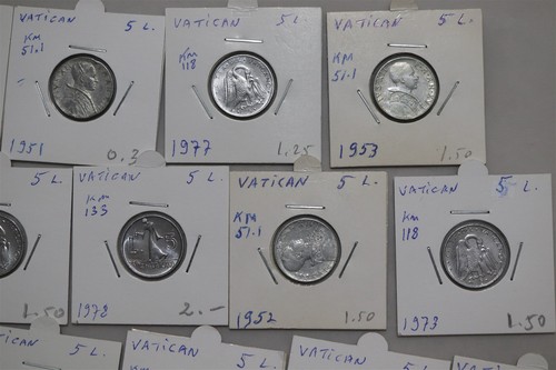 🧭 🇻🇦 VATICAN 5 LIRE MASSIVE COIN COLLECTION B84 #118 - Picture 5 of 9