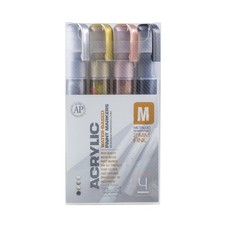 4-Color Acrylic Metallic Marker Set, Fine 2mm Tip, 061337, Multi, Paint Pen