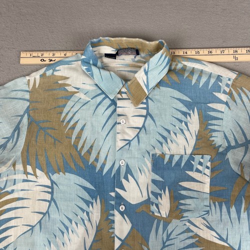 Vintage Remington Victor Kiam Shirt Mens Large Palm AOP Loop Collar Camp USA 80s - Picture 7 of 12