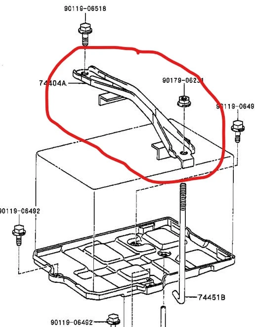 Battery Hold Down Clamp Bracket for Lexus SC300 SC400 1992–2000 -gray color - Image 4 of 4