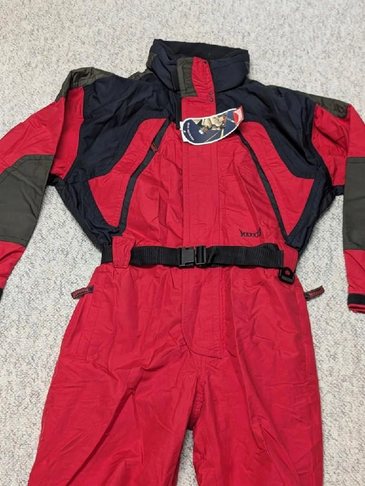 老式 MARKER 雪地服 1 件滑雪板 M 红色/黑色 2002 年奥运会盐湖城 — 第 3/4 张图片