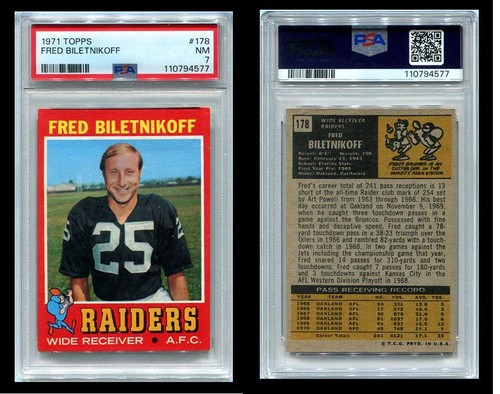 Fred Biletnikoff 1971 Topps #178 PSA 7 - Bild 1 von 3